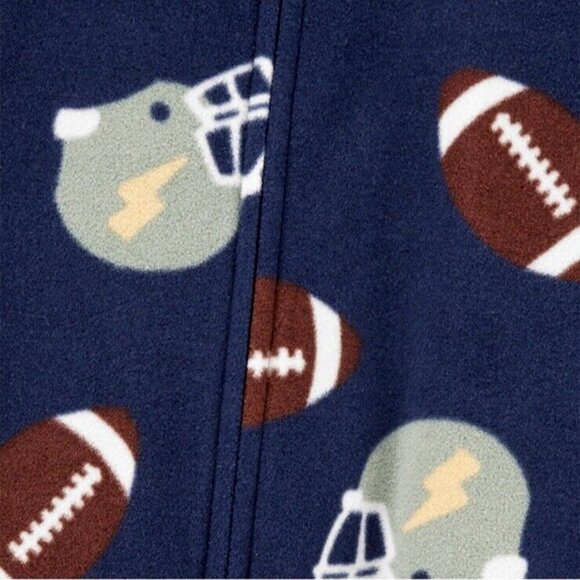 CARTER'S 4T Toddler Boys Football Print Long Sleeve Footed One Piece Pajamas NWT - Picture 2 of 2